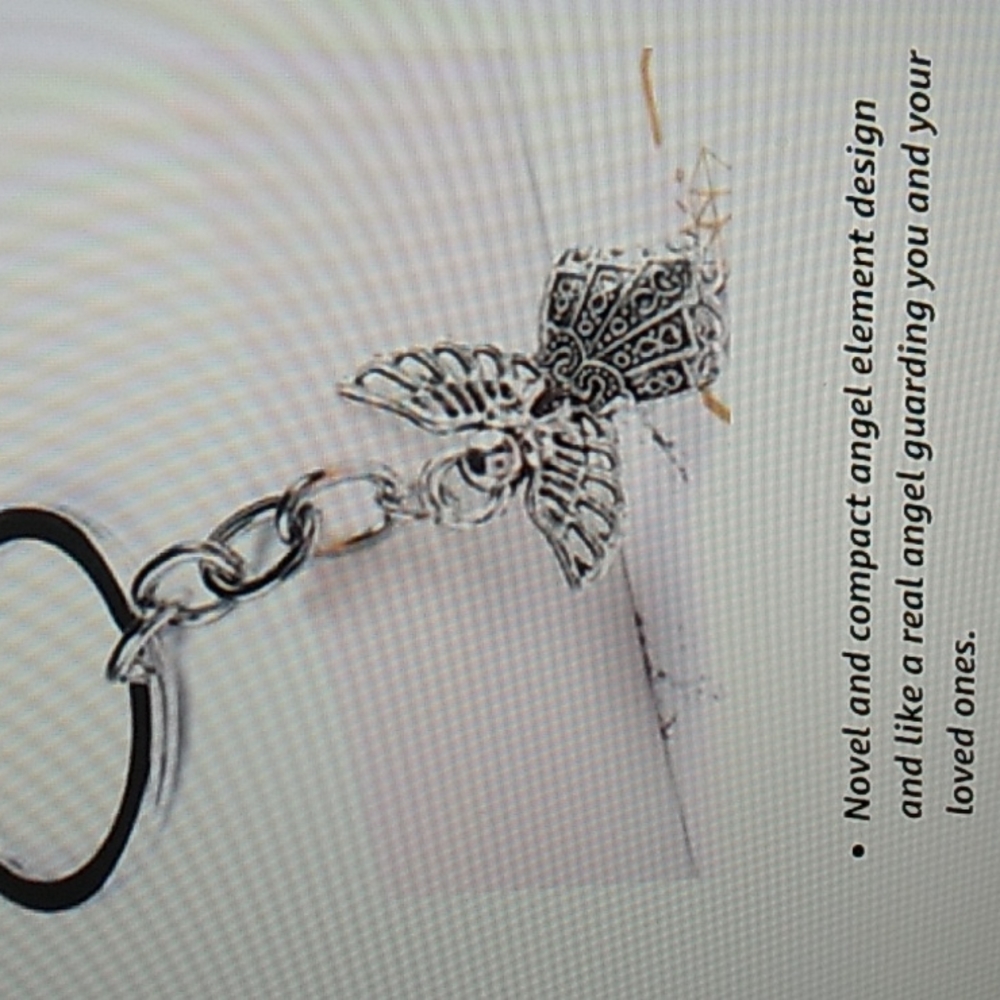 Phaeton Silver Tone Guardian Angel Charm Keychain 1 x 3 1/4 inch total w keyring - Picture 3 of 9